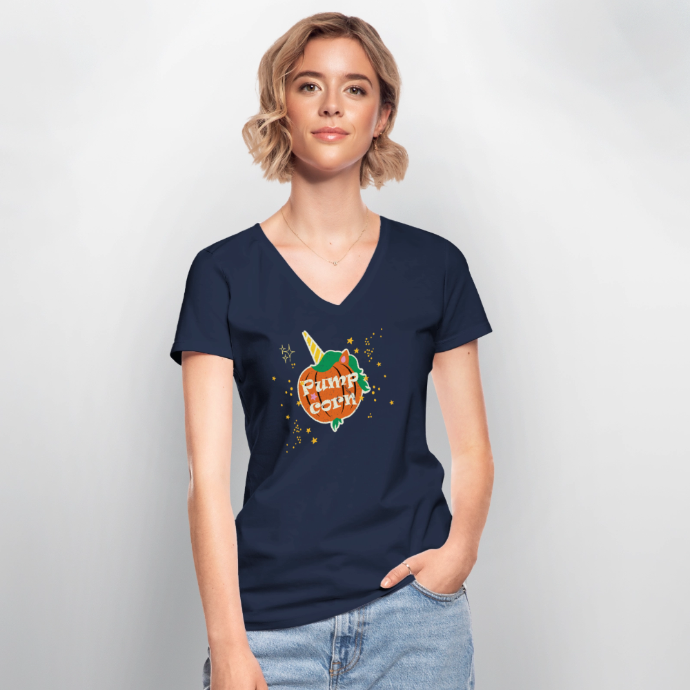 Klassisches Frauen-T-Shirt mit V-Ausschnitt - Navy
