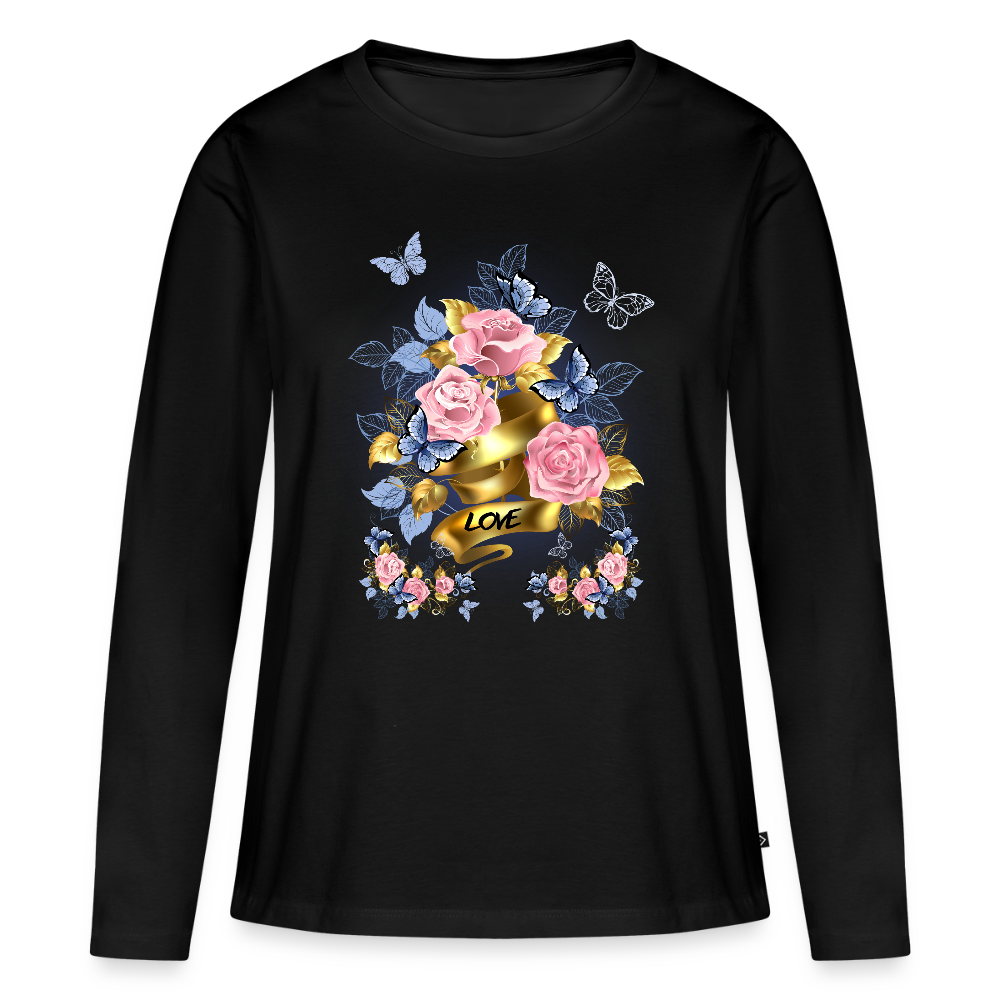 Frauen Premium Langarmshirt - Schwarz