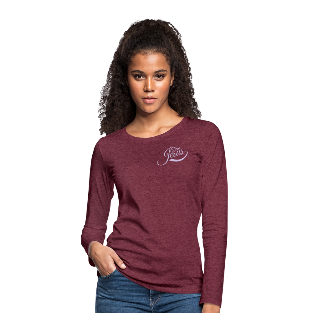 Frauen Premium Langarmshirt - Bordeauxrot meliert