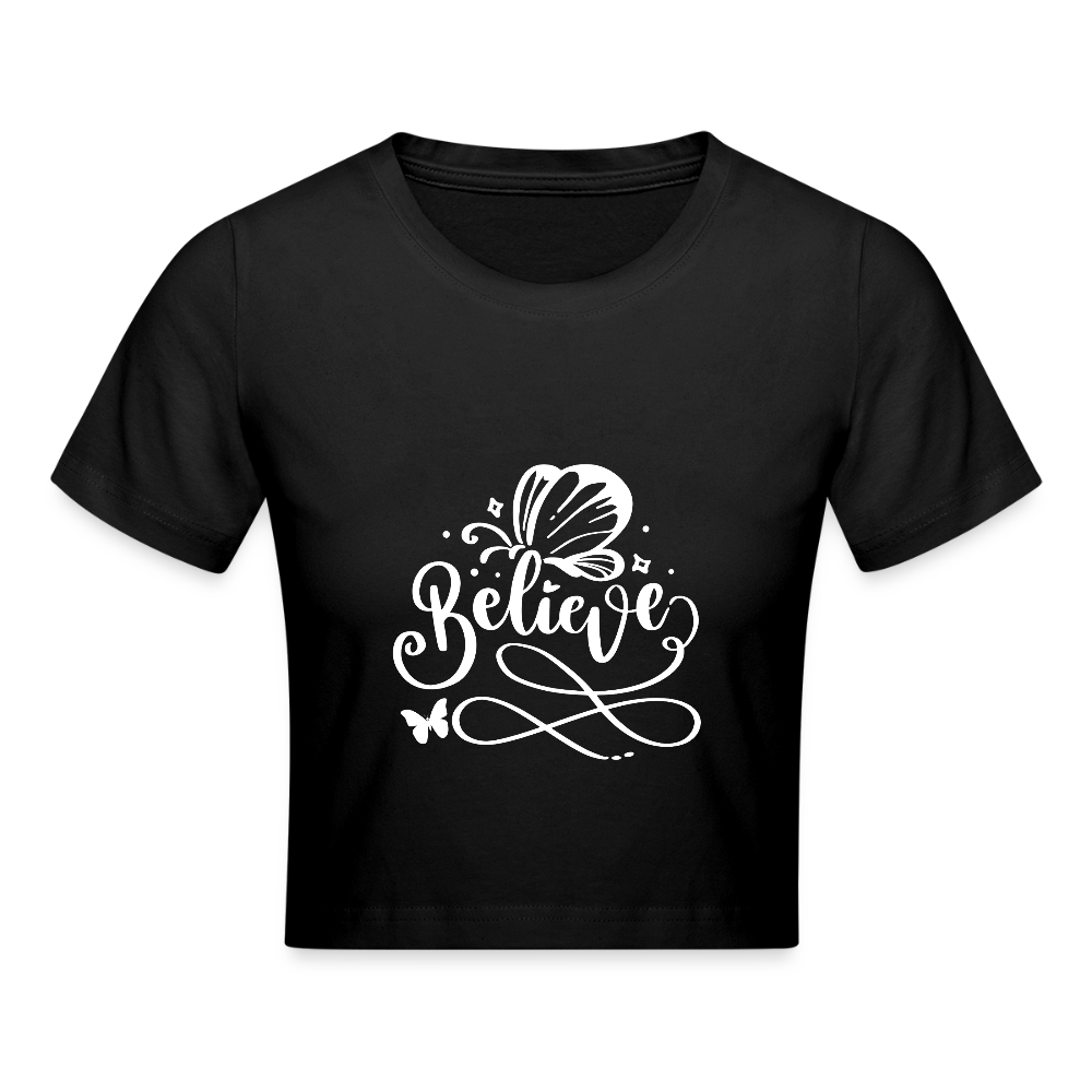 Cropped T-Shirt - Schwarz