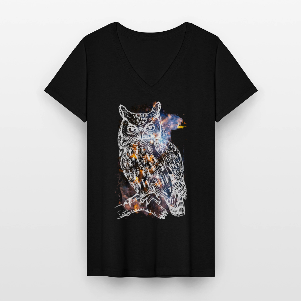 Klassisches Frauen-T-Shirt mit V-Ausschnitt - Schwarz