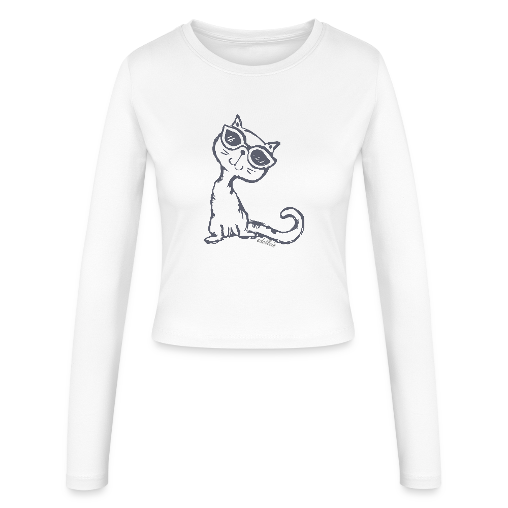 Frauen Slim Fit Langarmshirt - Weiß