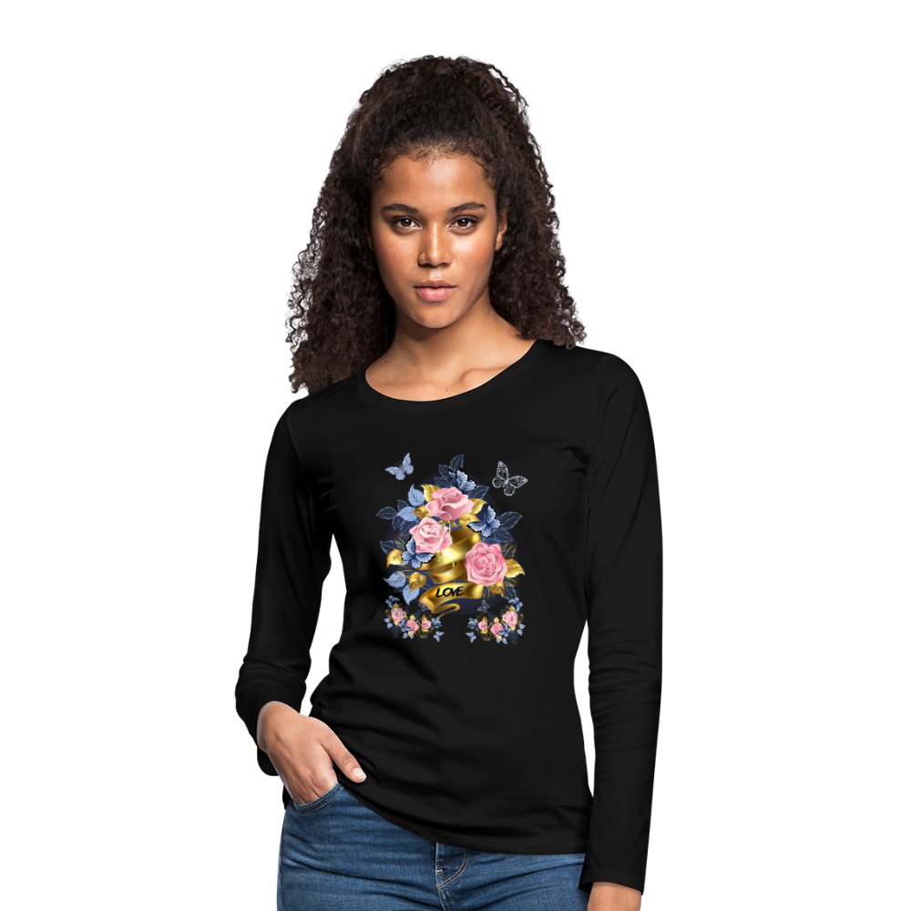 Frauen Premium Langarmshirt - Schwarz