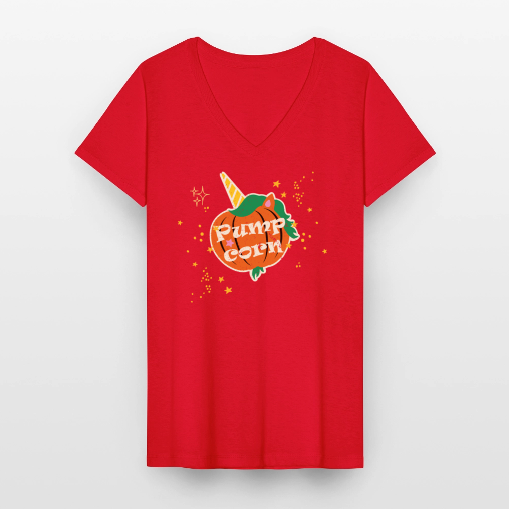 Klassisches Frauen-T-Shirt mit V-Ausschnitt - Rot