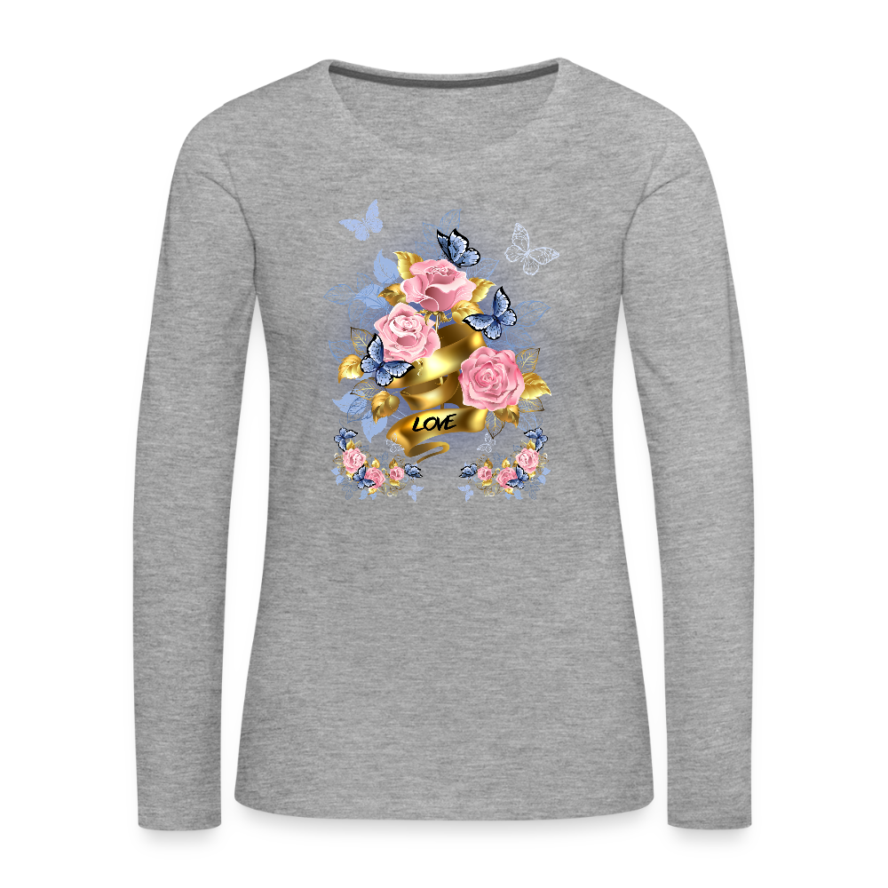 Frauen Premium Langarmshirt - Grau meliert
