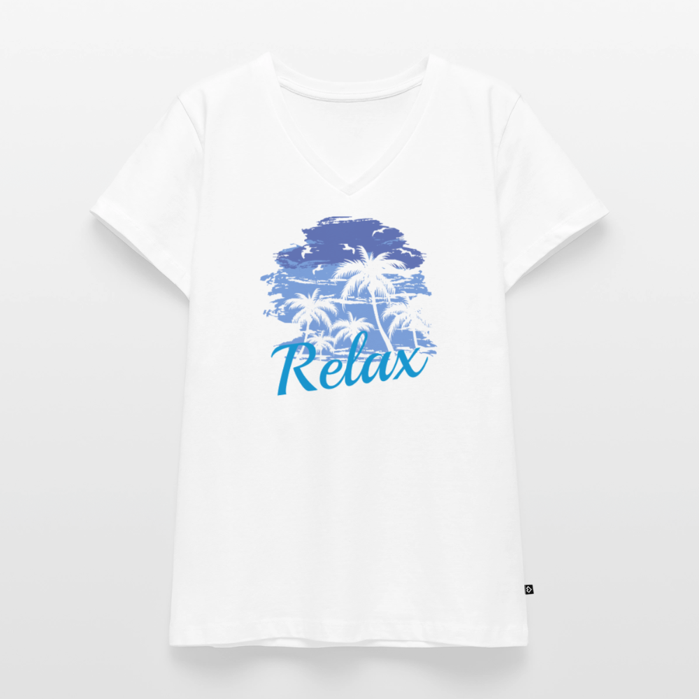 Frauen Bio-T-Shirt mit V-Ausschnitt - Weiß
