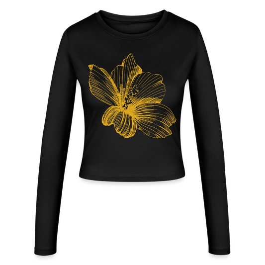 Frauen Slim Fit Langarmshirt - Schwarz