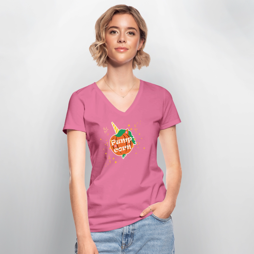 Klassisches Frauen-T-Shirt mit V-Ausschnitt - Pink