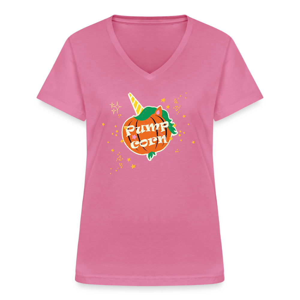 Klassisches Frauen-T-Shirt mit V-Ausschnitt - Pink