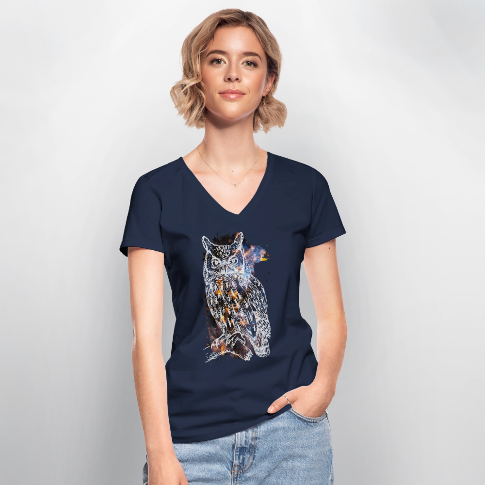 Klassisches Frauen-T-Shirt mit V-Ausschnitt - Navy
