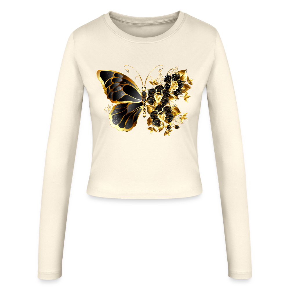 Frauen Slim Fit Langarmshirt - Creme