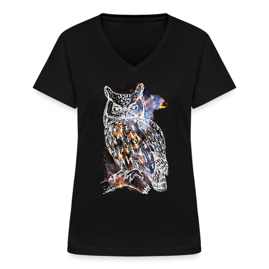 Klassisches Frauen-T-Shirt mit V-Ausschnitt - Schwarz
