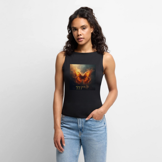 Frauen Organic Tank Top mit U-Boot-Ausschnitt - Schwarz