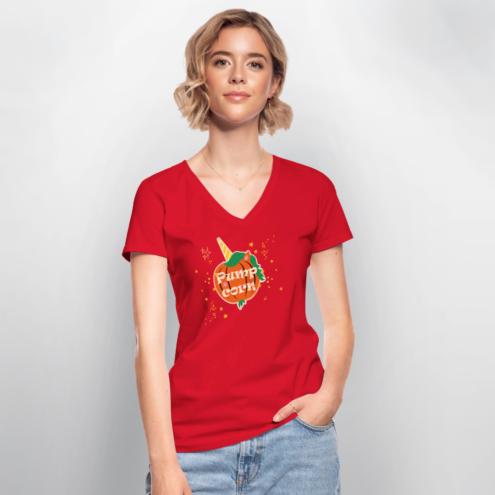 Klassisches Frauen-T-Shirt mit V-Ausschnitt - Rot