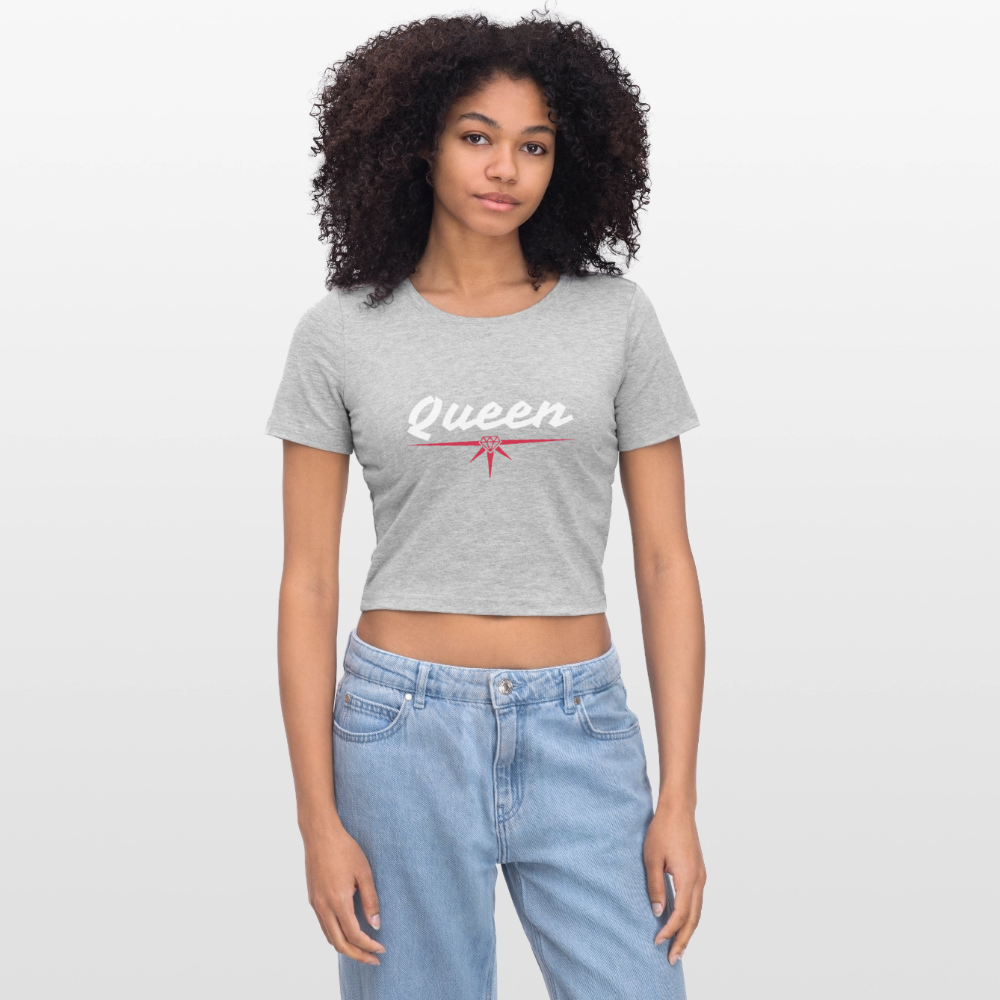 Cropped T-Shirt - Grau meliert