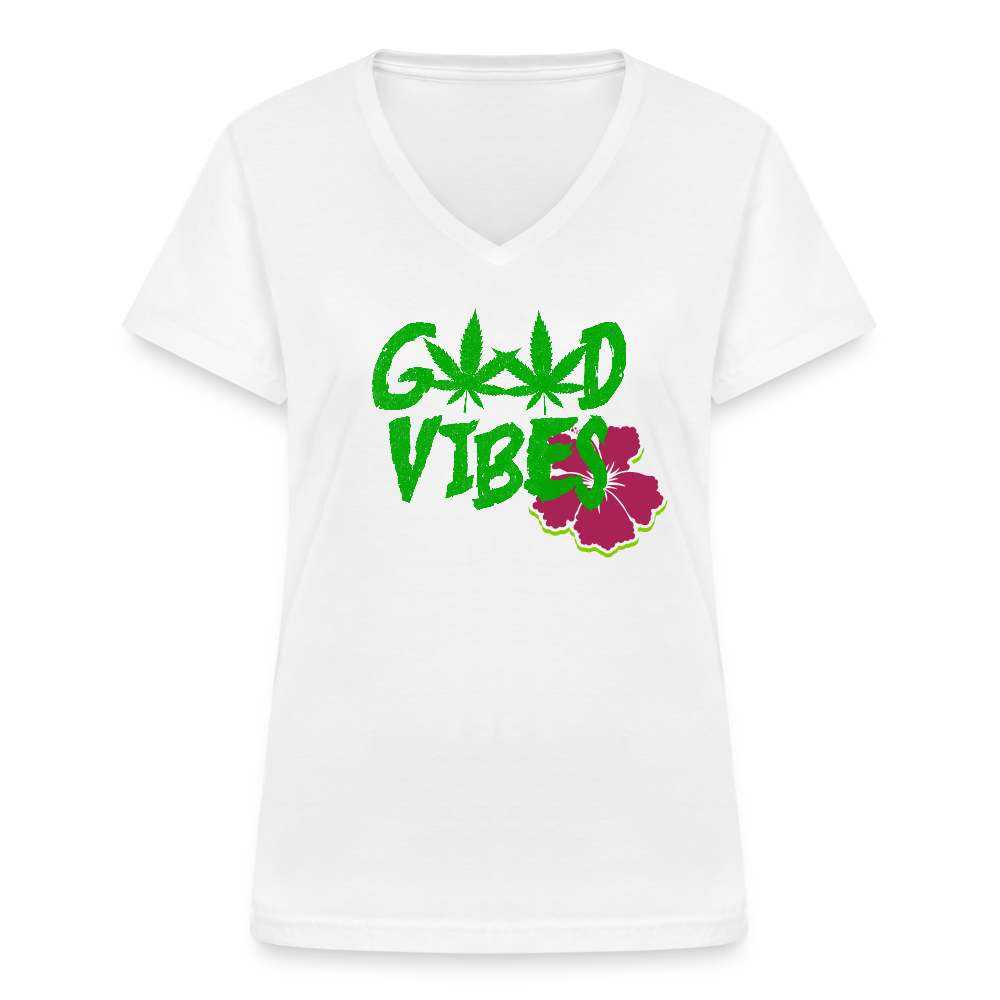 Klassisches Frauen-T-Shirt mit V-Ausschnitt - Weiß