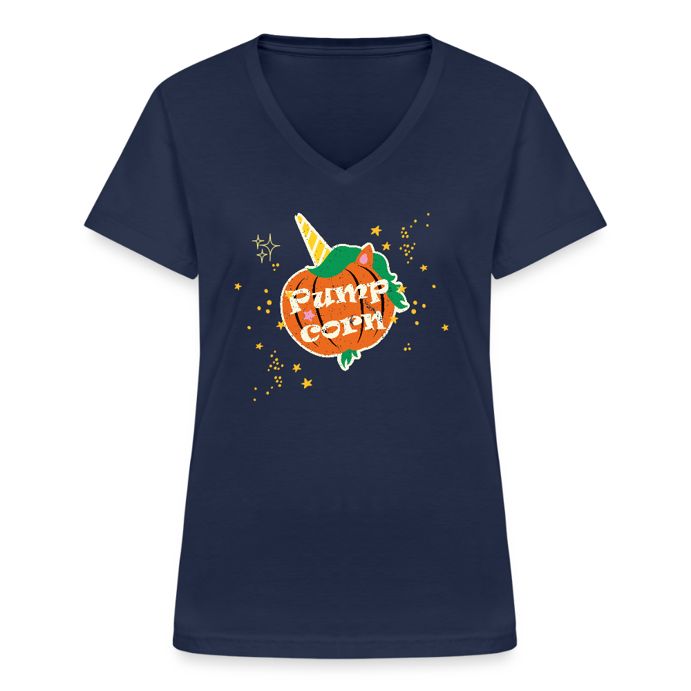 Klassisches Frauen-T-Shirt mit V-Ausschnitt - Navy