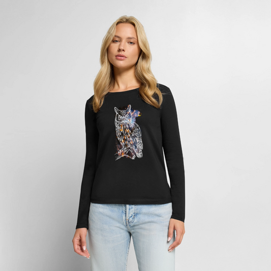 Frauen Premium Langarmshirt - Schwarz