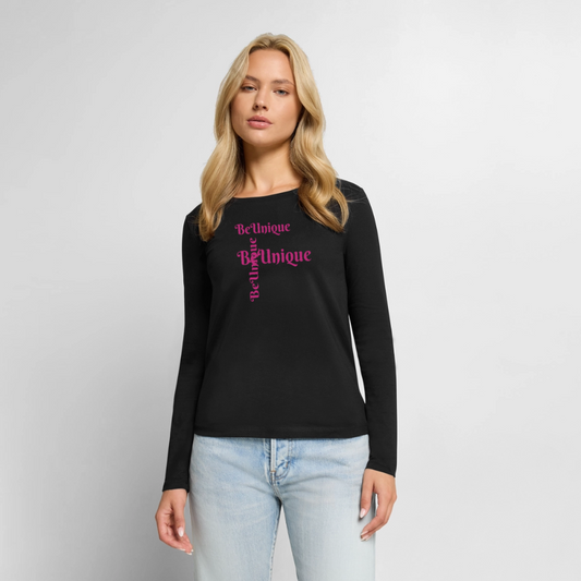 Frauen Premium Langarmshirt - Schwarz