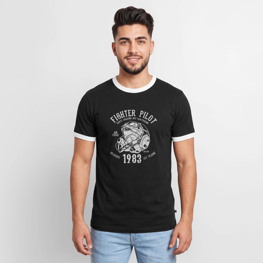 Slim Fit Männer Organic Contrast T-Shirt - Schwarz/Weiß