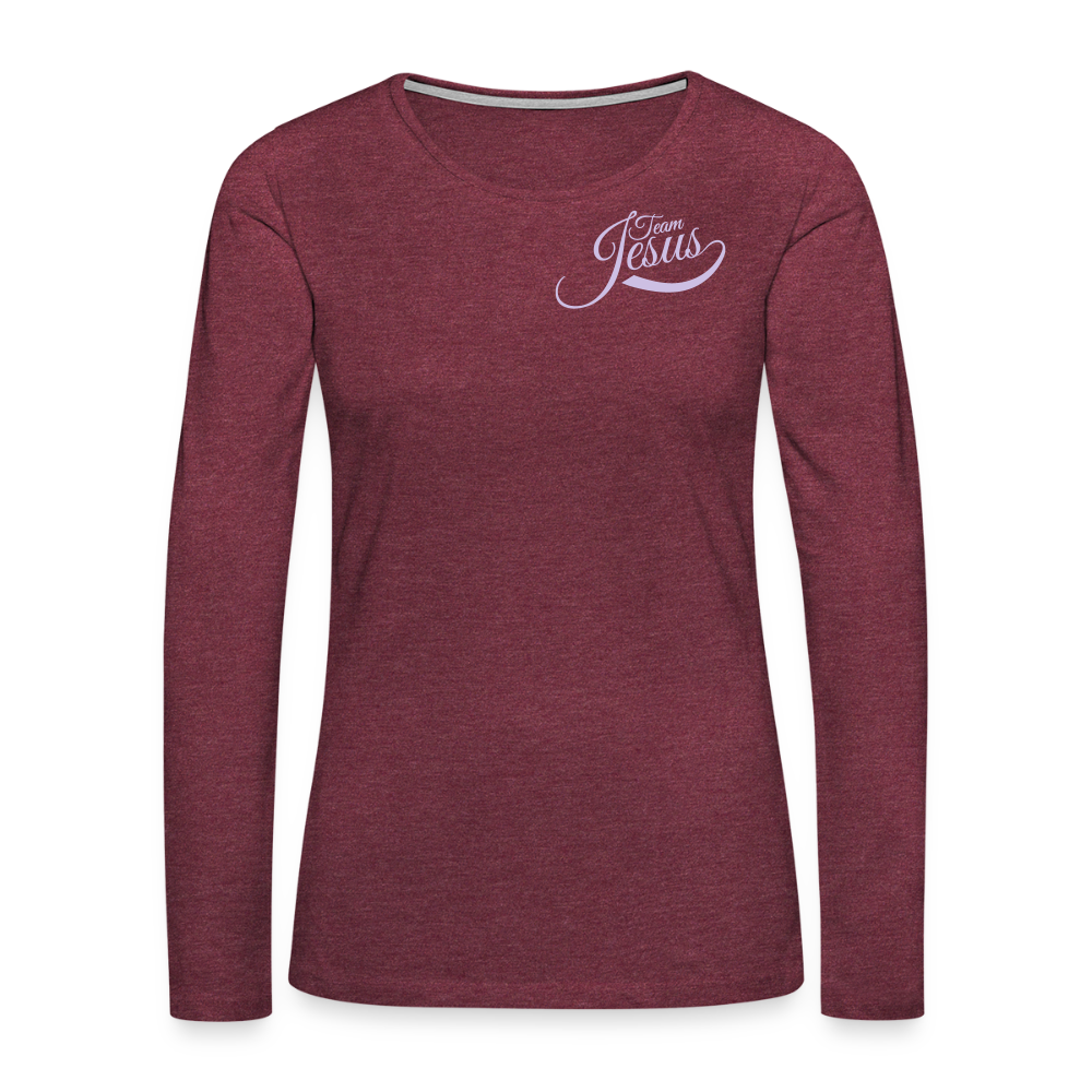 Frauen Premium Langarmshirt - Bordeauxrot meliert