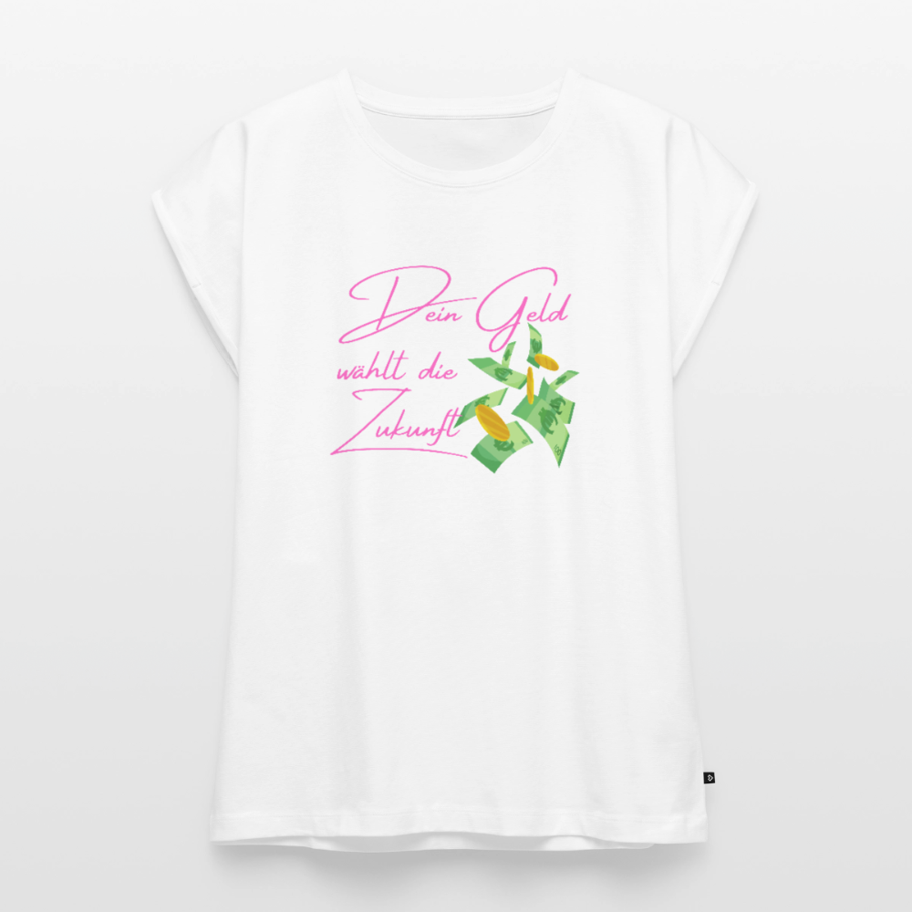 Frauen T-Shirt mit gerollten Ärmeln - Weiß