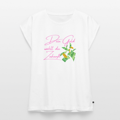 Frauen T-Shirt mit gerollten Ärmeln - Weiß