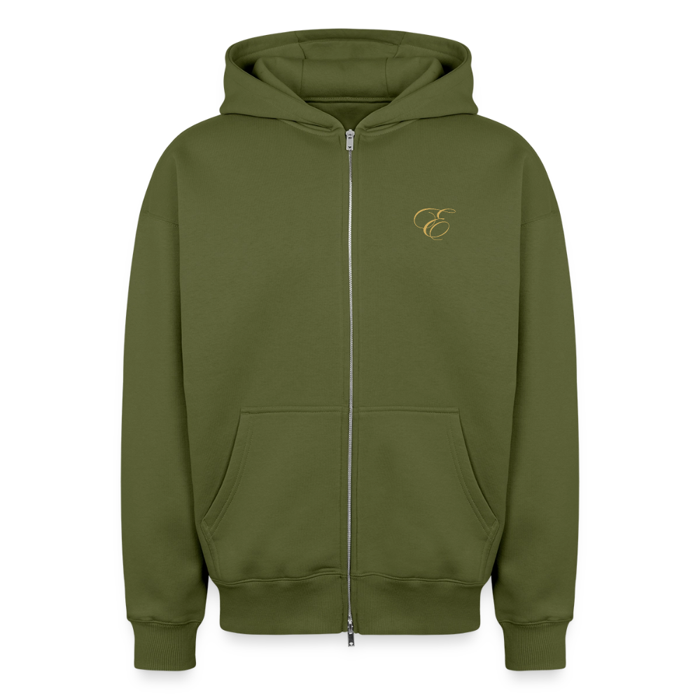 Oversized Heavyweight Unisex Zip Hoodie - Khaki