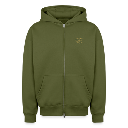 Oversized Heavyweight Unisex Zip Hoodie - Khaki