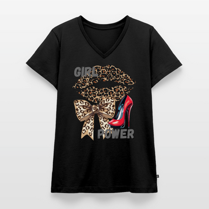 Frauen Bio-T-Shirt mit V-Ausschnitt - Schwarz