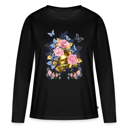 Frauen Premium Langarmshirt - Schwarz