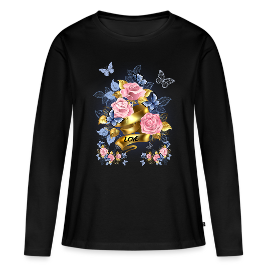 Frauen Premium Langarmshirt - Schwarz