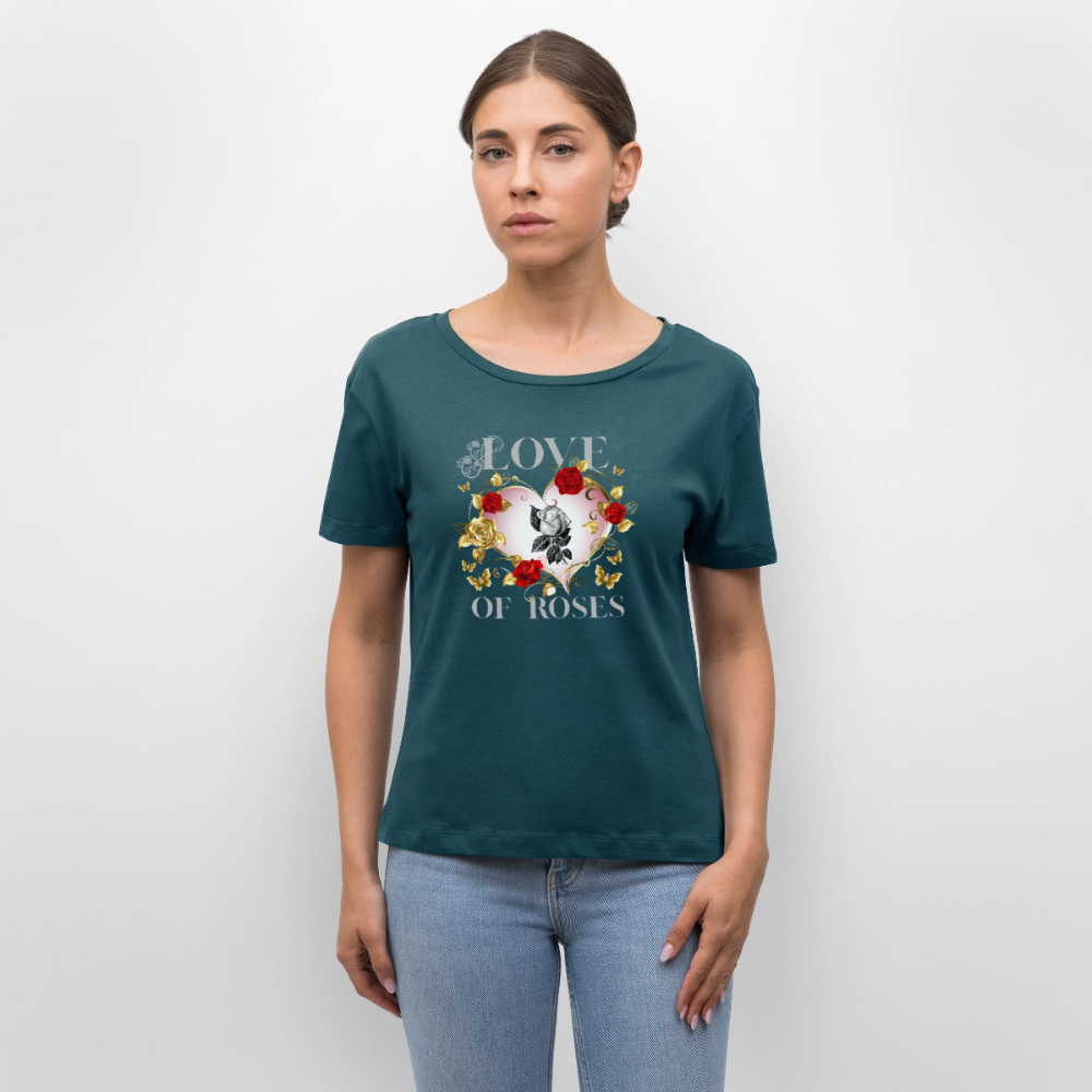 Relaxed Rundhals Frauen Bio-T-Shirt - Dunkles Petrol