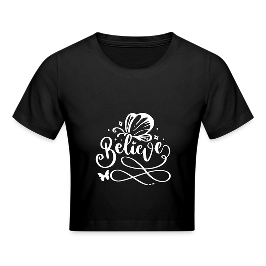 Cropped T-Shirt - Schwarz