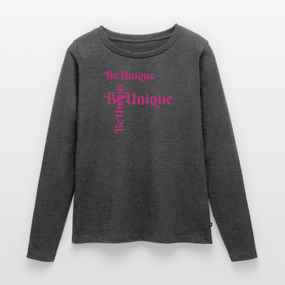 Frauen Premium Langarmshirt - Anthrazit meliert