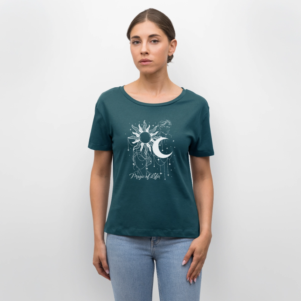 Relaxed Rundhals Frauen Bio-T-Shirt - Dunkles Petrol