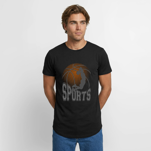 Long Fit Männer T-Shirt - Schwarz