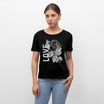 Relaxed Rundhals Frauen Bio-T-Shirt - Schwarz