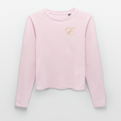 Slim Fit Frauen Organic Langarmshirt - Puderrosa