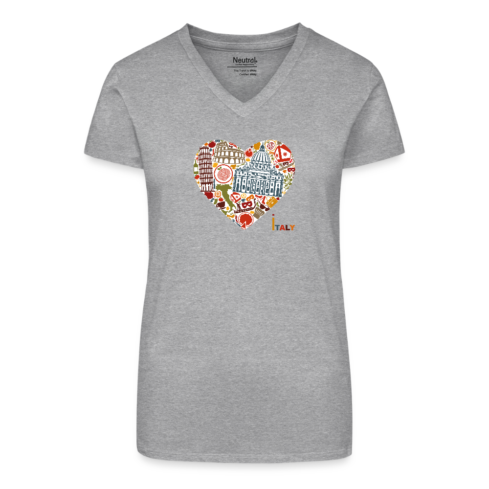 Bio Frauen T-Shirt mit V-Ausschnitt - Grau meliert