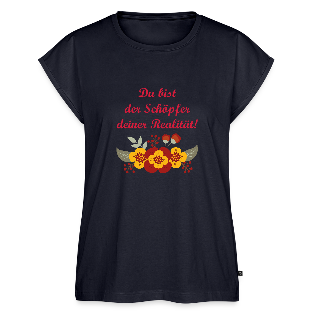Frauen T-Shirt mit gerollten Ärmeln - Navy