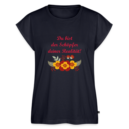 Frauen T-Shirt mit gerollten Ärmeln - Navy