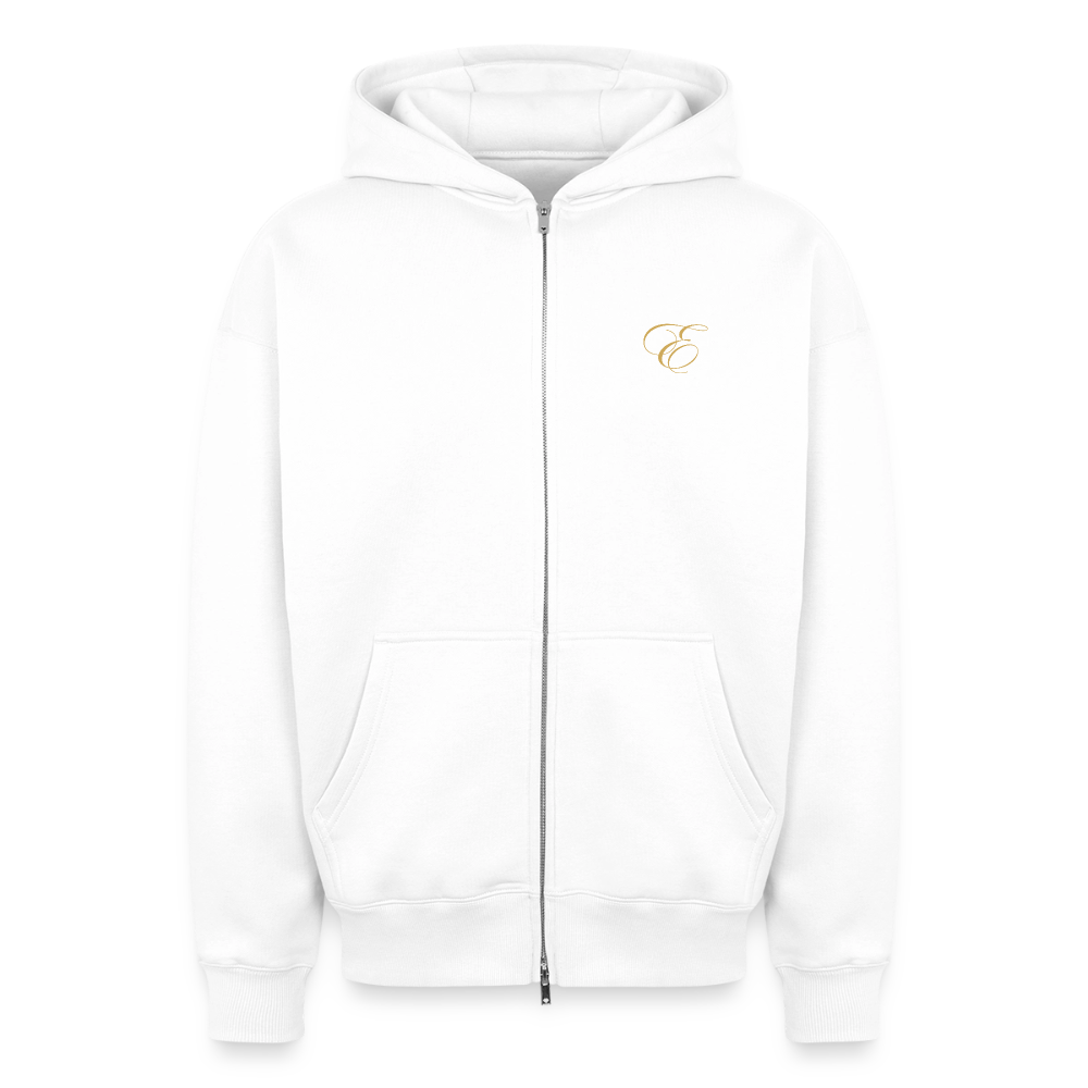 Oversized Heavyweight Unisex Zip Hoodie - Weiß