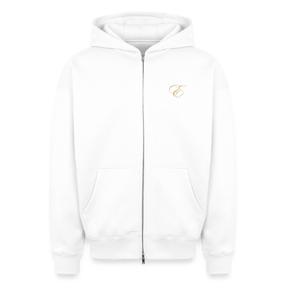 Oversized Heavyweight Unisex Zip Hoodie - Weiß