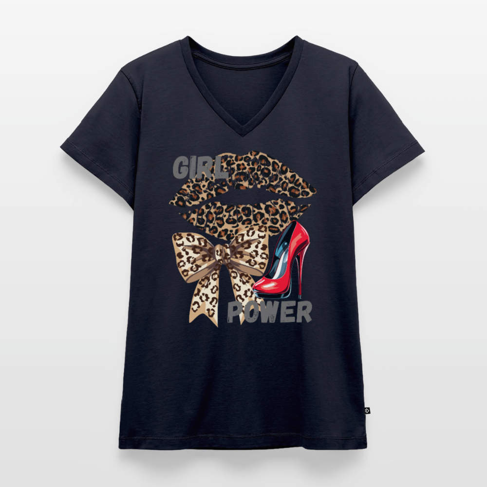 Frauen Bio-T-Shirt mit V-Ausschnitt - Navy