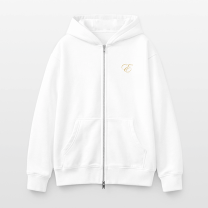 Oversized Heavyweight Unisex Zip Hoodie - Weiß
