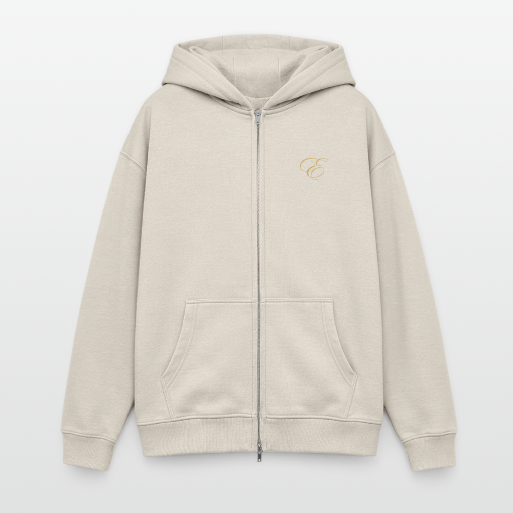 Oversized Heavyweight Unisex Zip Hoodie - Beige