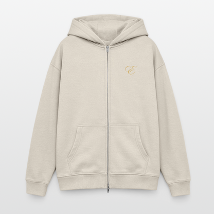 Oversized Heavyweight Unisex Zip Hoodie - Beige