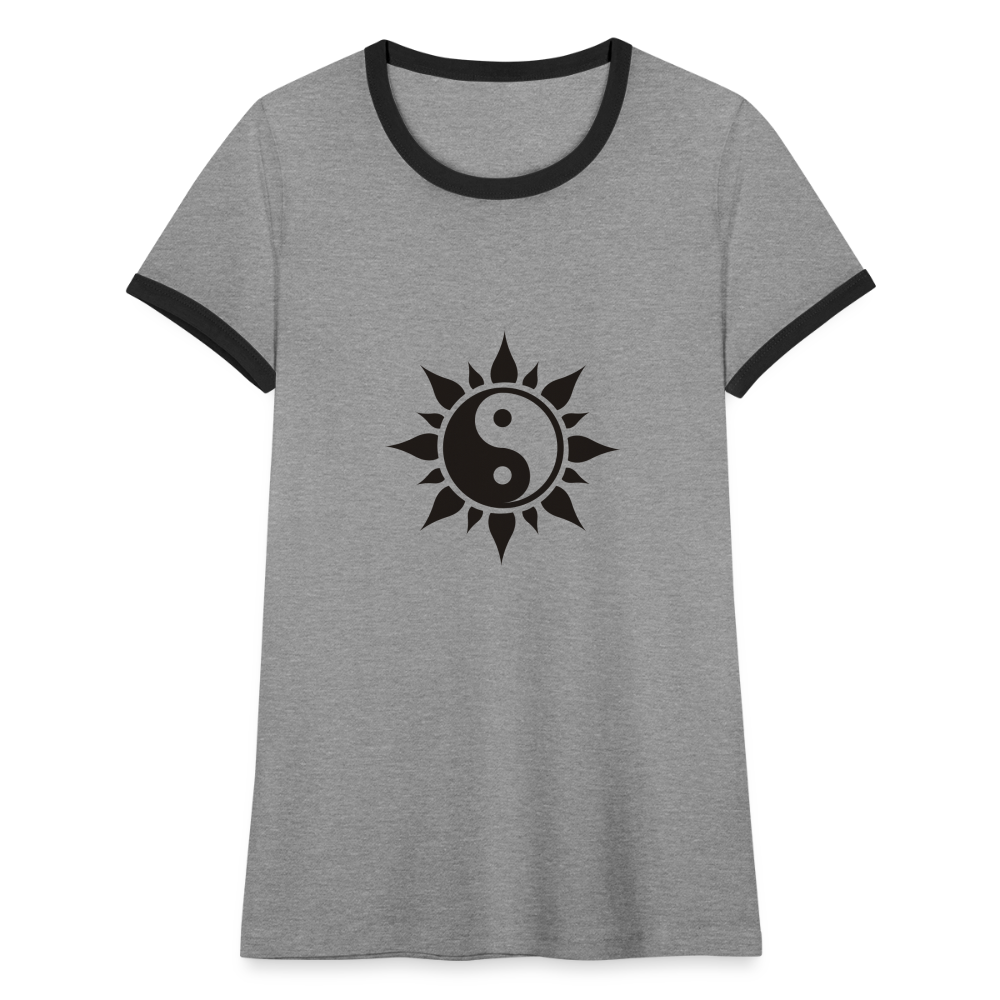 Frauen Ringer T-Shirt - Grau meliert/Schwarz