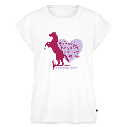 Frauen T-Shirt mit gerollten Ärmeln - Weiß